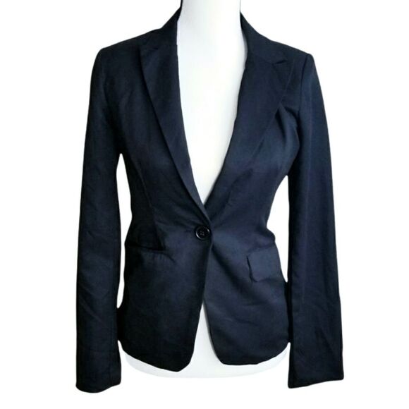 Woman's Black one button Blazer - Picture 2 of 9